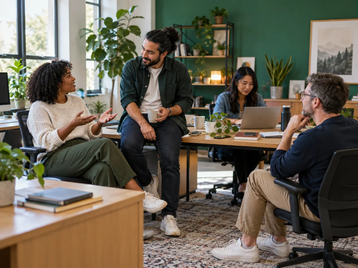 Bullish Leads team working together in the office