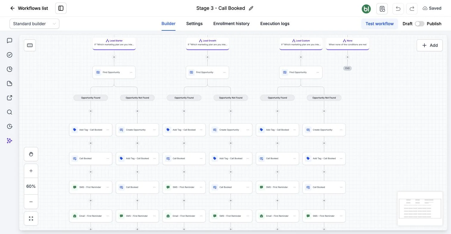 Automated follow-up workflow for new leads